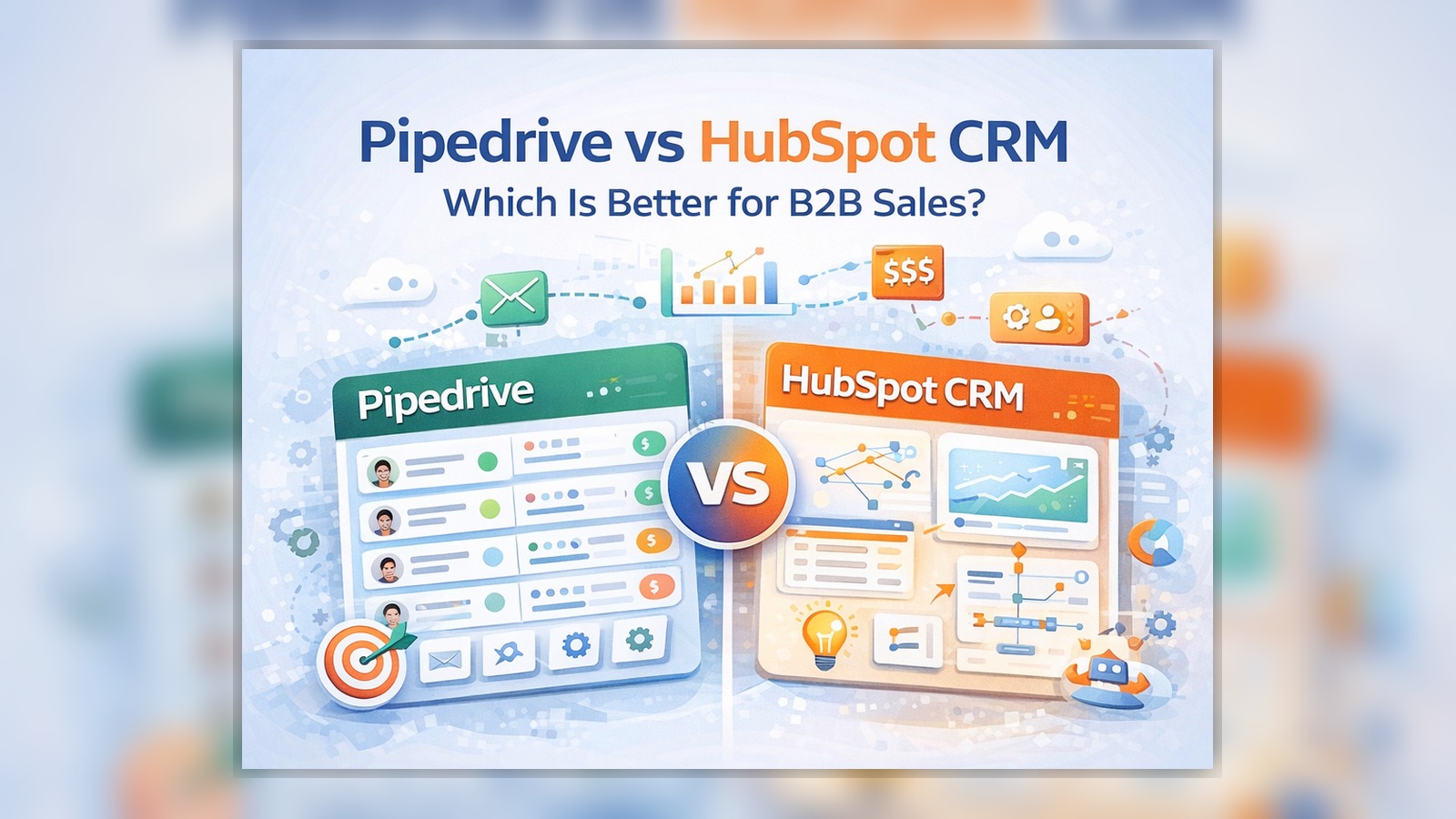 Pipedrive vs HubSpot CRM comparison for B2B sales — pipeline, automation, and reporting