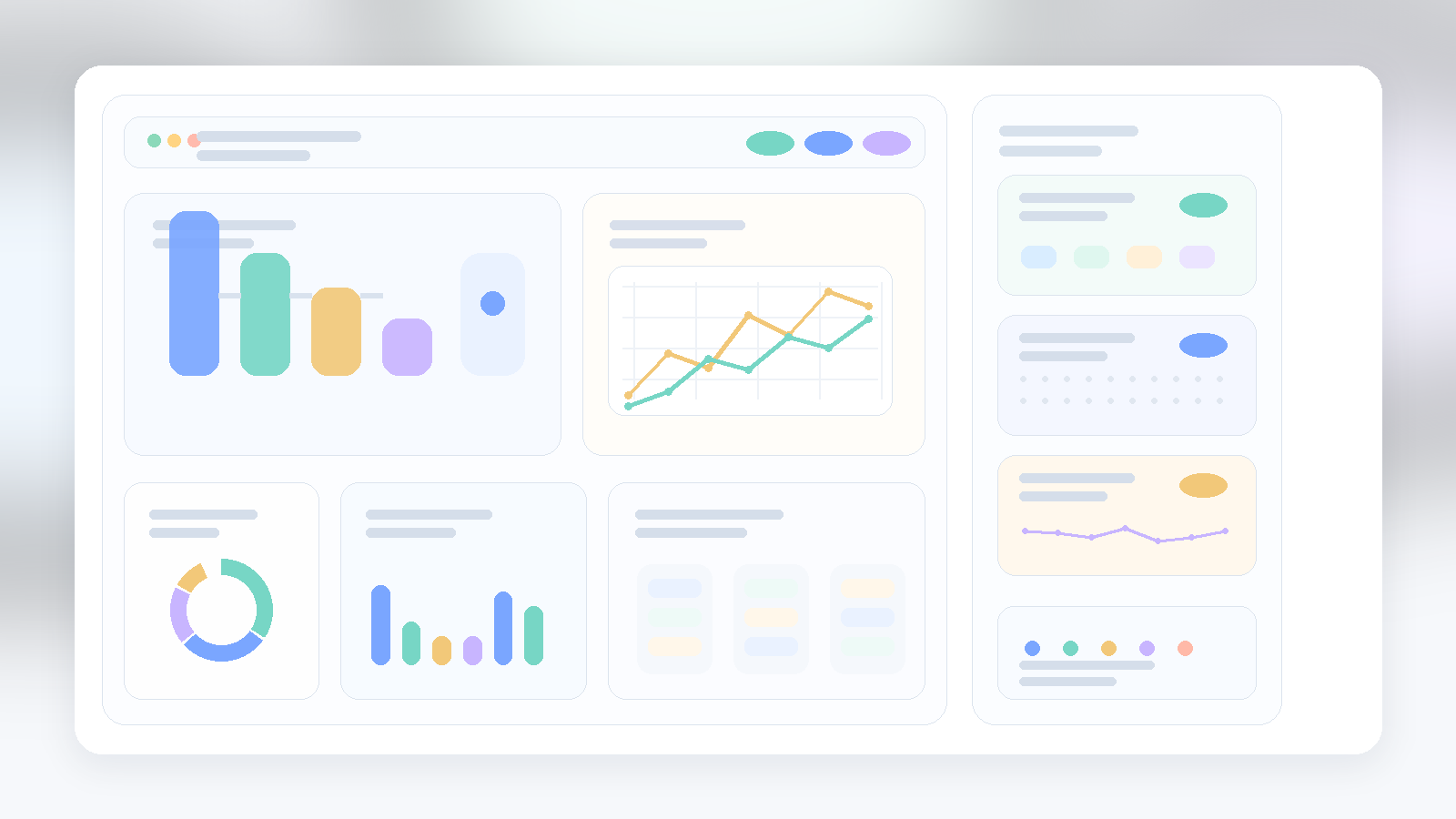 Light modern SaaS analytics dashboard mockup for event tracking without GTM, abstract CRM style interface