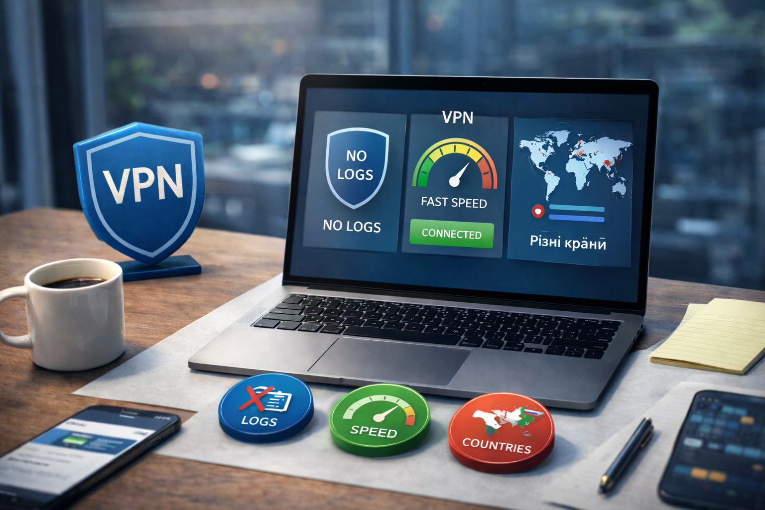 VPN для роботи: логування, швидкість, країни — що важливо для SMB