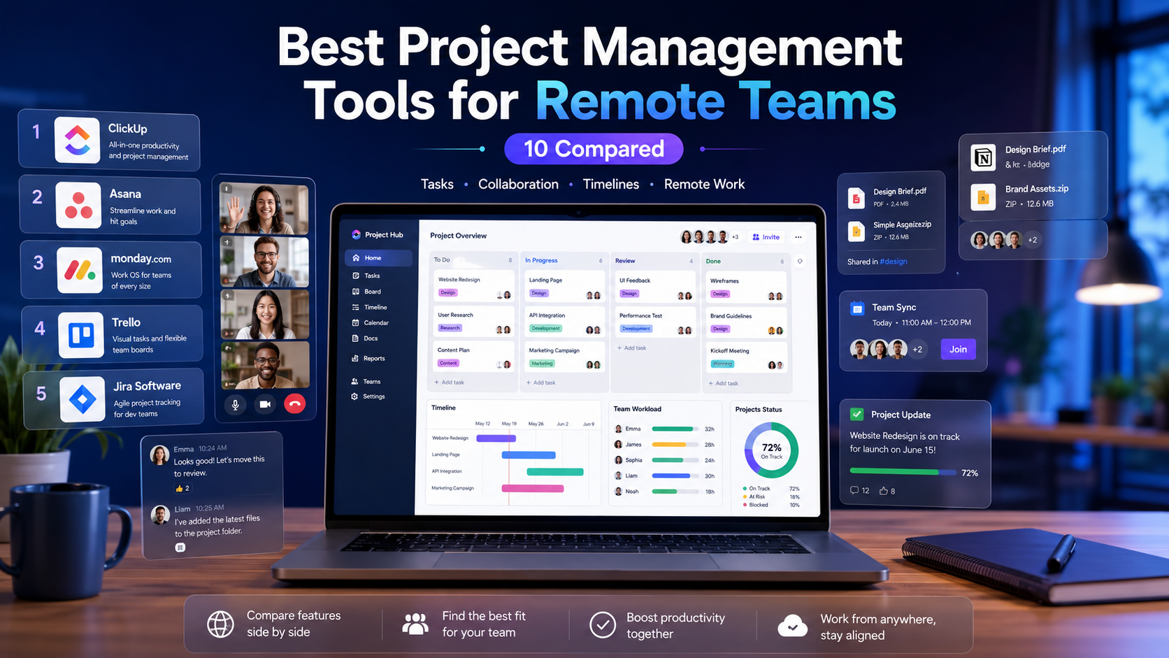 Best project management tools 2026 for remote teams — 10 platforms compared with pricing and async collaboration features