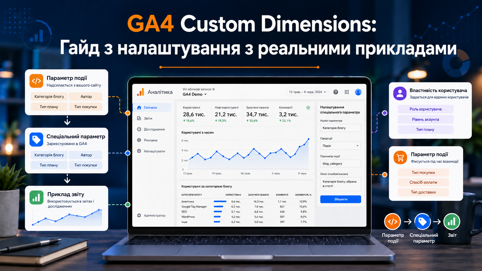 GA4 кастомні виміри: гайд із налаштування на реальних прикладах (2026)