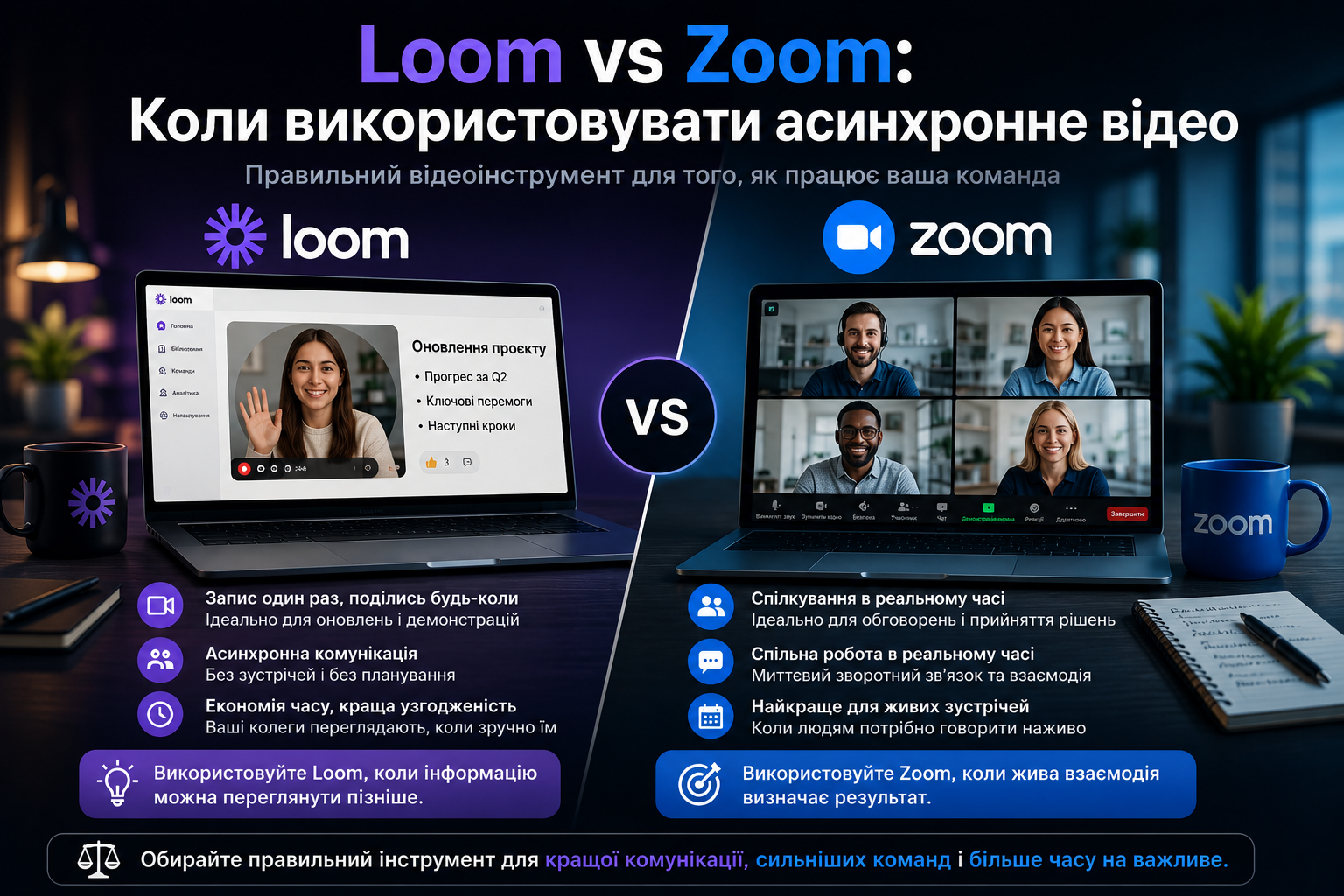 Loom vs Zoom: коли використовувати асинхронне відео (2026)
