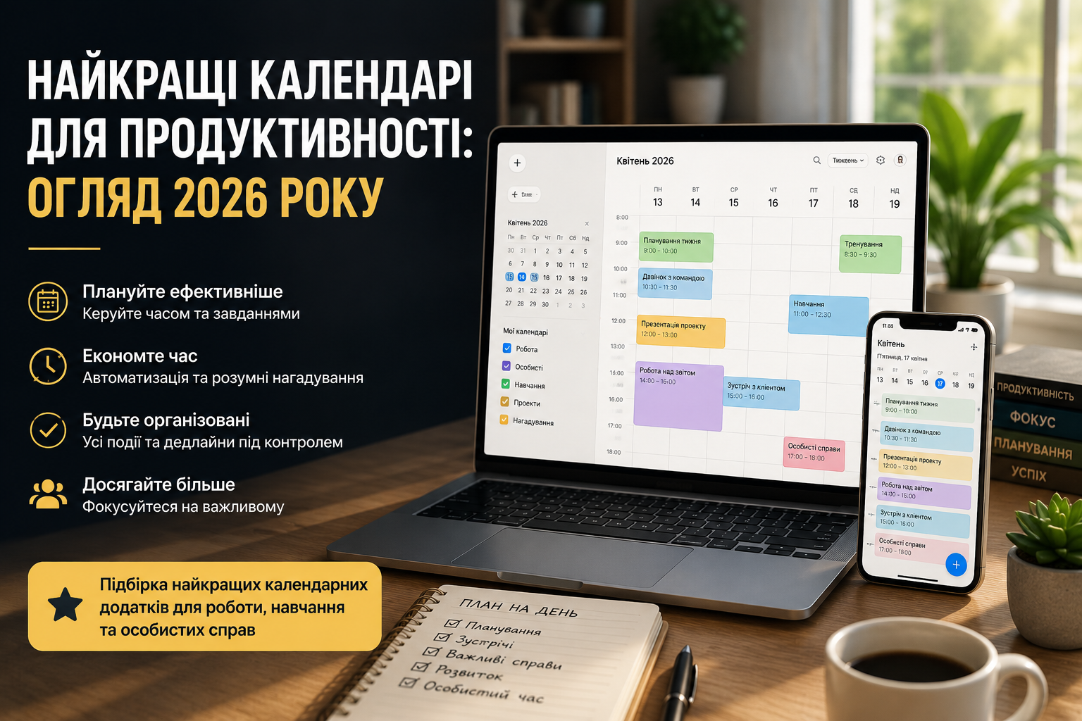 Найкращі додатки-календарі для продуктивності: огляд 2026