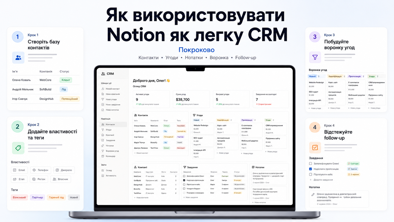 Як використовувати Notion як легкий CRM 2026 (покроково)