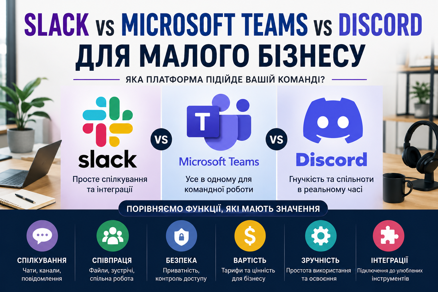 Slack vs Microsoft Teams vs Discord для малого бізнесу (2026)